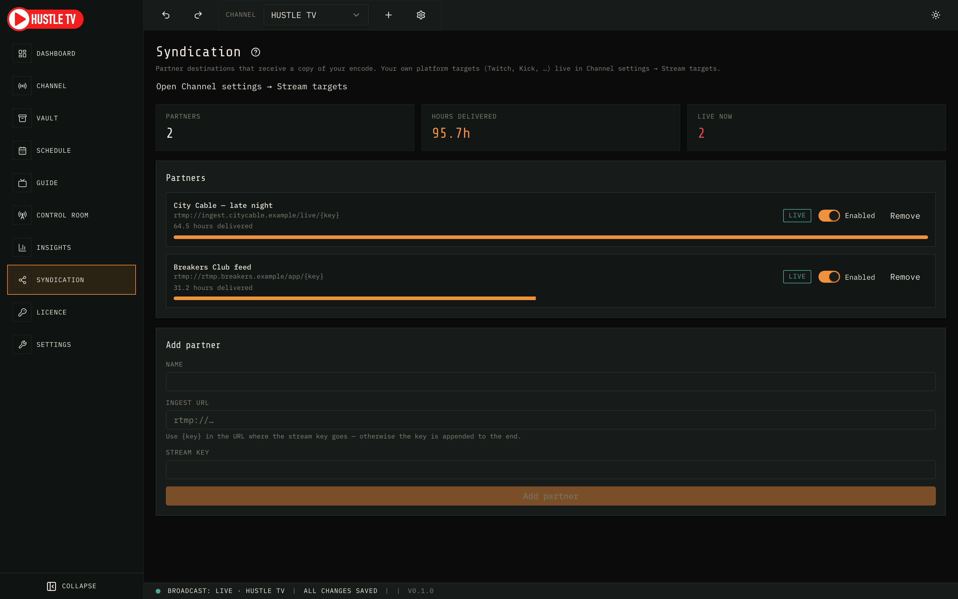 Hustle TV Syndication partners with hours delivered progress